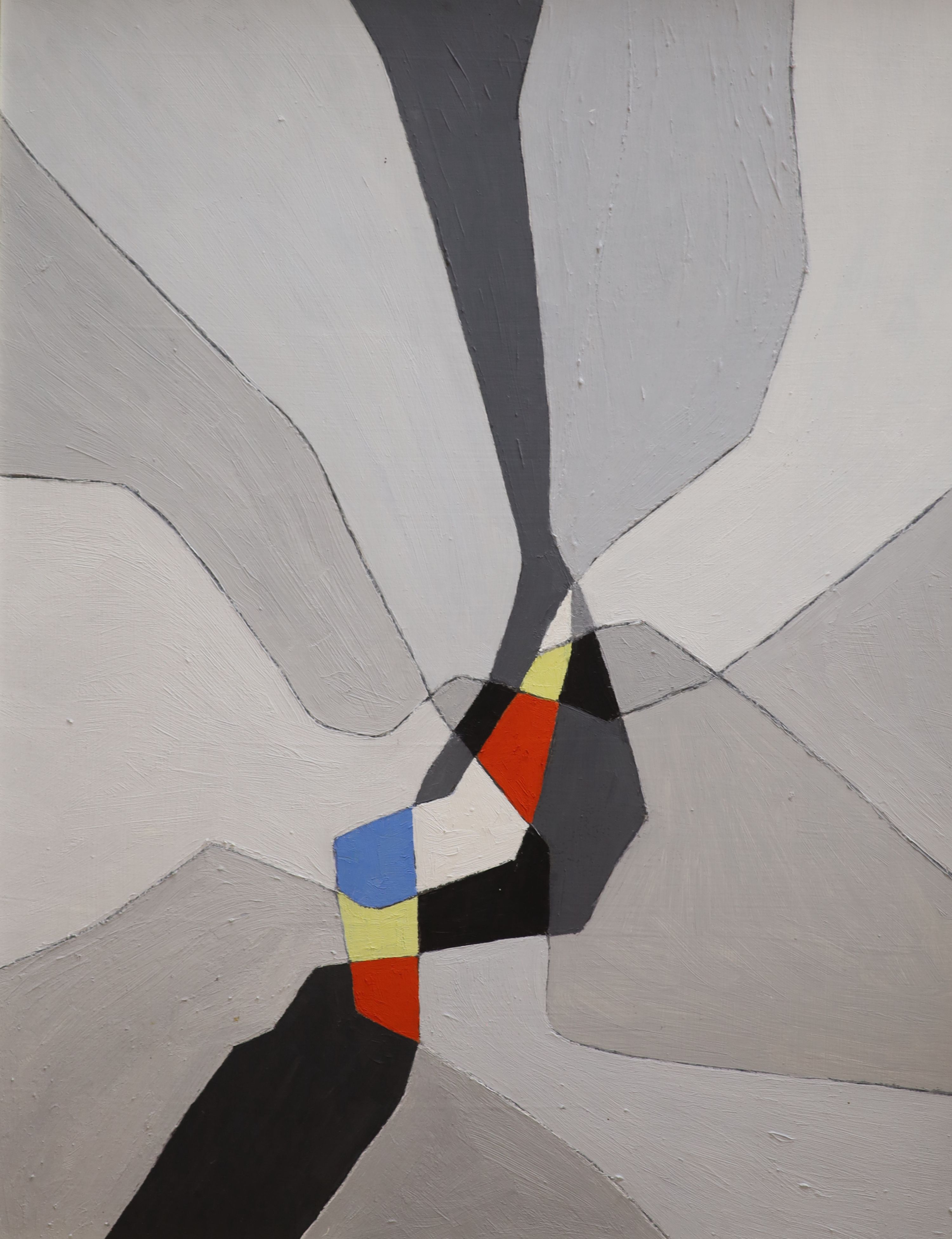 Elizabeth Goudge (1923-2020), oil on board, 'Electric Form', 1981 Exhibition label verso, 50 x 38cm